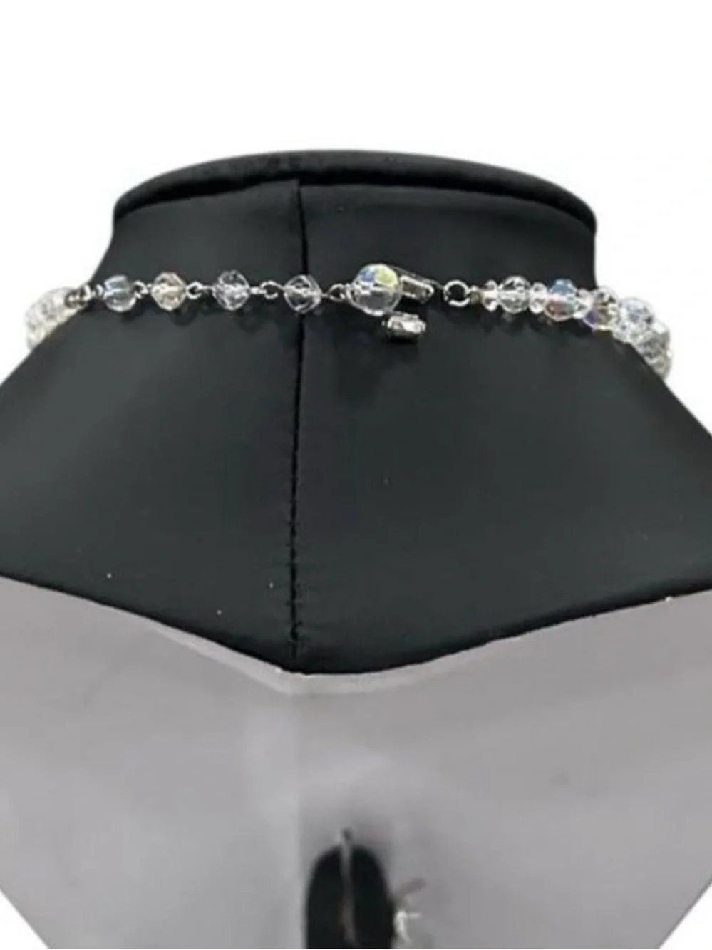 Vintage Choker Necklace & Dangling Earrings Set Clear Faceted Czech Glass Beads - Picture 10 of 10